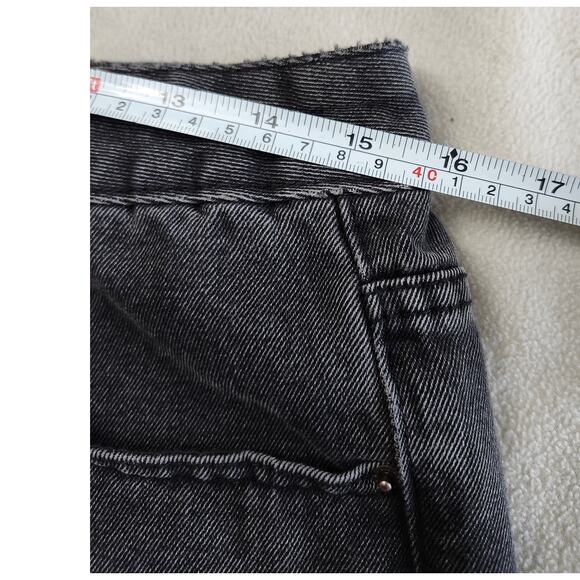 Black Embroidered Butterfly Cut off Jean SHORTS Size 11 Khaki+Blue - Picture 8 of 9